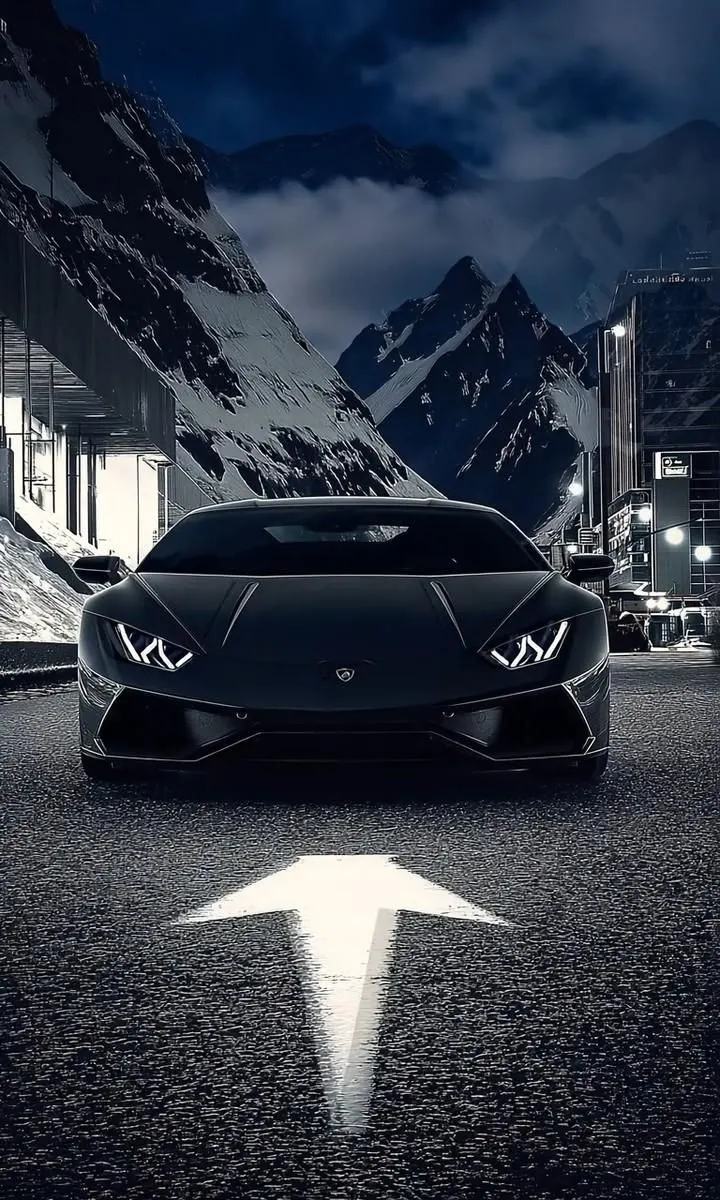 Lamborghini in dark urban setting